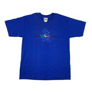 Vintage Disney T Shirt Walt Disney World Embroidered Logo Rainbow Mens Medium